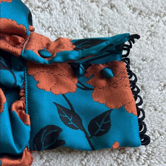 Floral Long Sleeve Dress - Teal and Orange - Picture 6 of 7